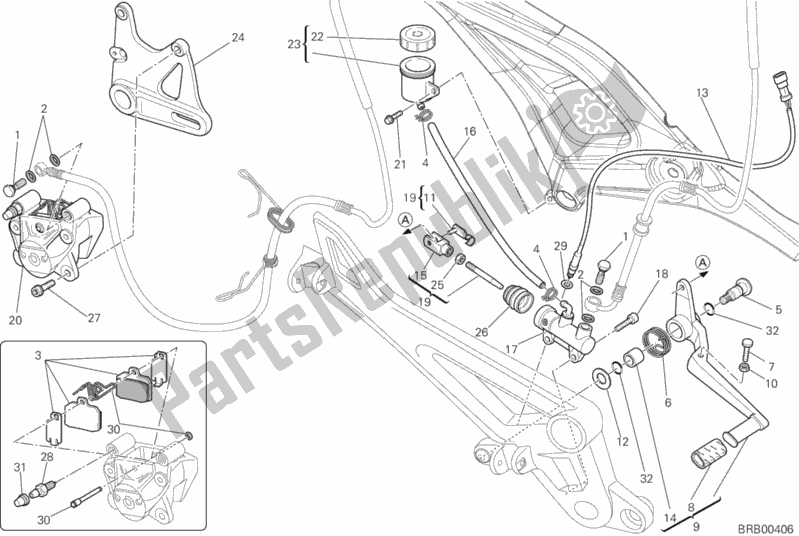 Toutes les pièces pour le Système De Freinage Arrière du Ducati Monster 795 EU Thailand 2015